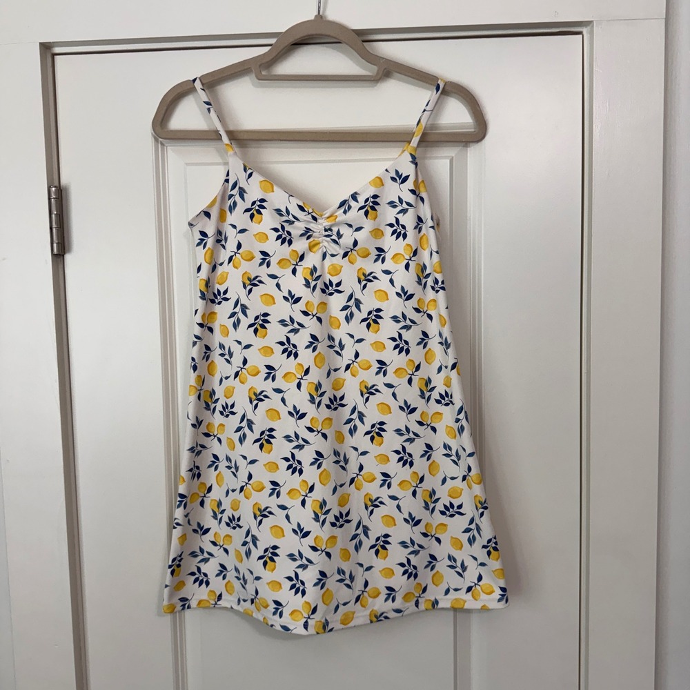 Z Supply Active Small Athletic Athleisure Workout Mini Dress Lemon Print Lined